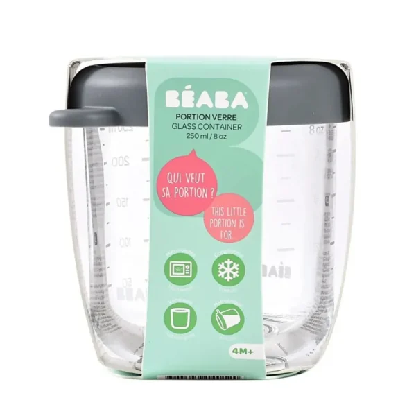 Beaba Conservative Glass Food Container - Mineral Grey - 250 ml Discount