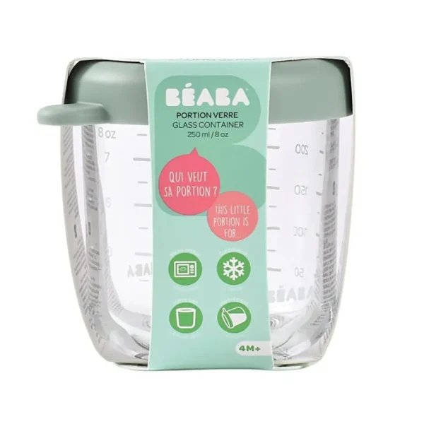Beaba Conservative Glass Food Container - Sage Green - 250 ml Sale