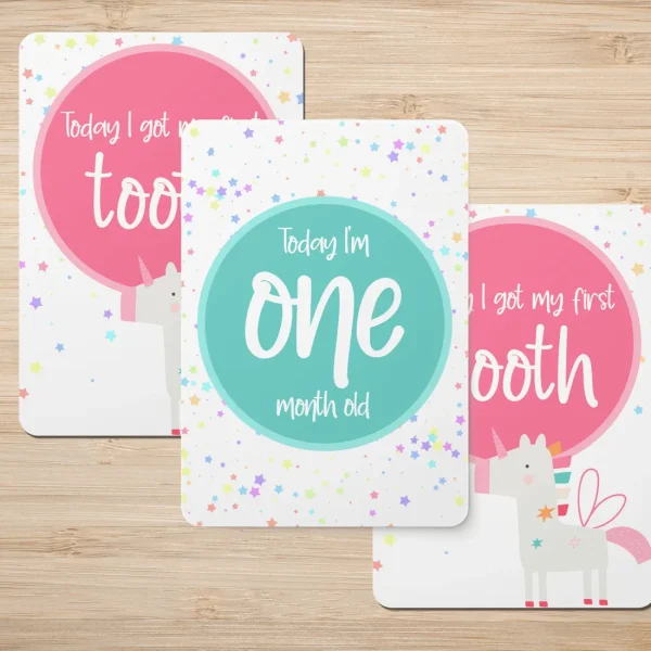 Twinkle u0026 Giraffe Fairies and Unicorns Baby Milestone Cards - Set of 25 Hot