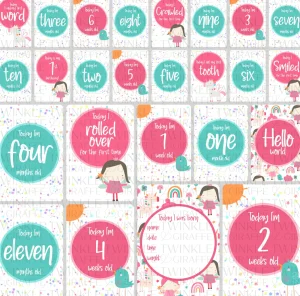 Twinkle u0026 Giraffe Fairies and Unicorns Baby Milestone Cards - Set of 25 Hot