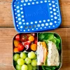 LunchBots Medium Trio Bento Box - Blue Dots Hot