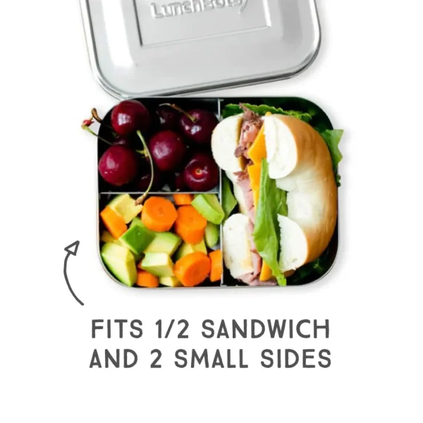 LunchBots Medium Trio Bento Box - Green Dots Fashion