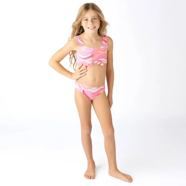 Shade Critters Pink Waves Knot Front Bikini Fashion