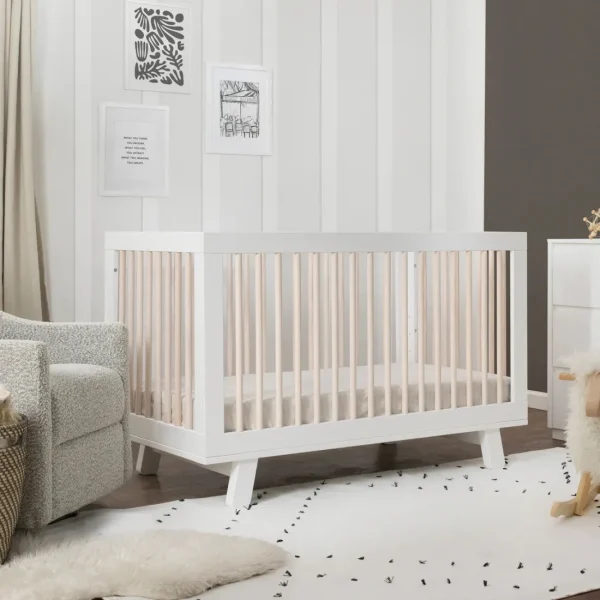 Babyletto Pre-Order Hudson 3-in-1 Convertible Crib - White/Washed Natural New