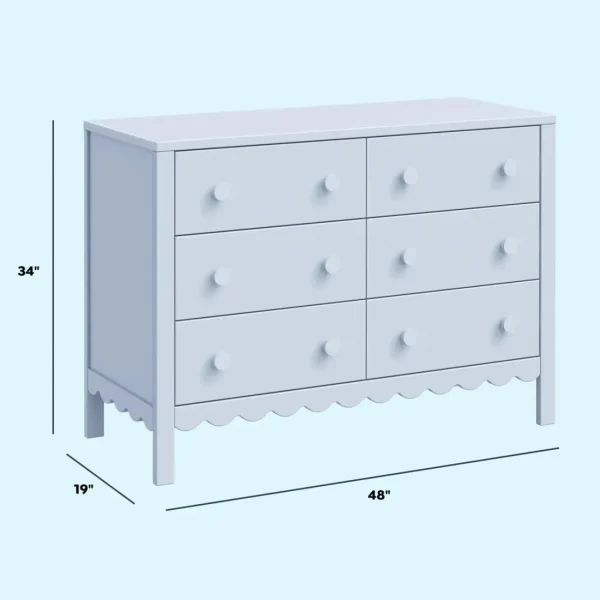 DaVinci Pre-Order Sammy Scallop 6-Drawer Dresser Exclusive - Powder Blue Fashion