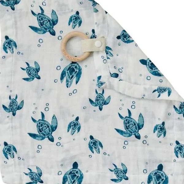 Bebe au Lait Sea Turtles Oh So Soft Muslin Teether Blanket Discount