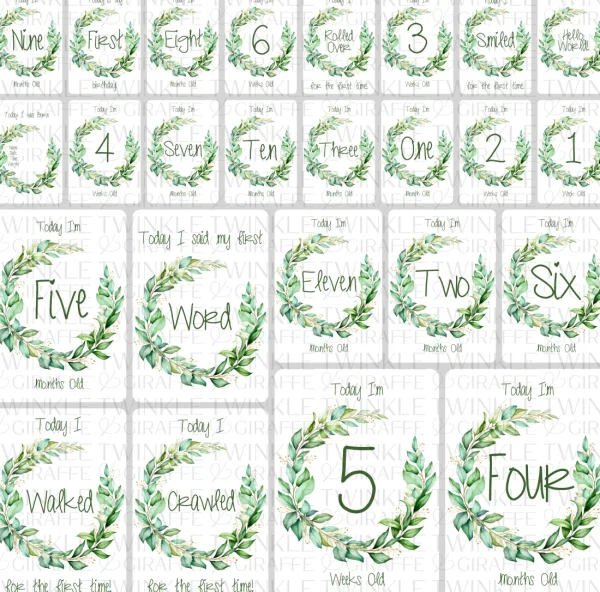 Twinkle u0026 Giraffe Twinkle Wreath Baby Milestone Cards - Set of 25 New