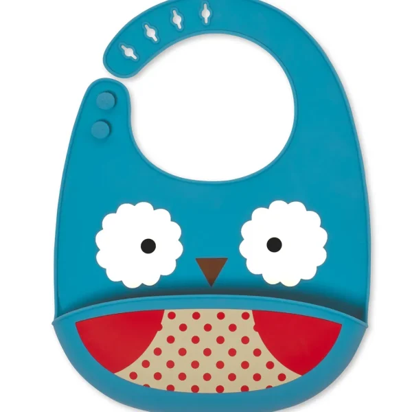 Skip Hop Zoo Fold & Go Silicone Bib - Owl Outlet