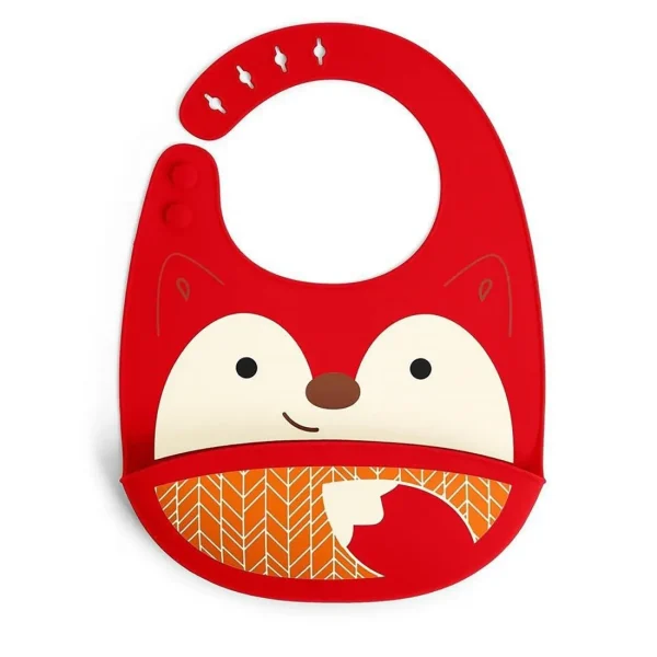 Skip Hop Zoo Fold & Go Silicone Bib - Fox Best