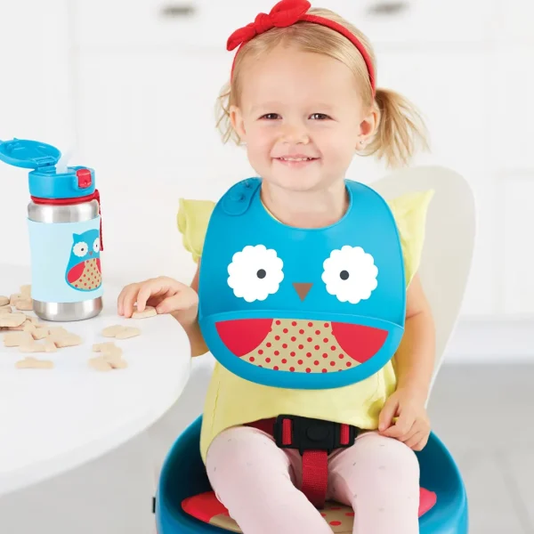 Skip Hop Zoo Fold & Go Silicone Bib - Owl Outlet