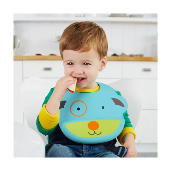 Skip Hop Zoo Fold & Go Silicone Bib - Dog Online