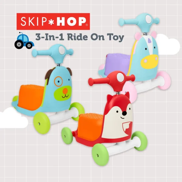 Skip Hop Zoo 3-in-1 Ride On Toy - Fox Outlet