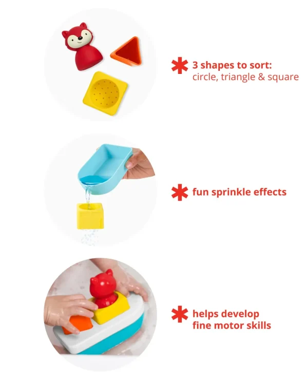 Skip Hop Zoo Sort & Stack Boat Baby Bath Toy Clearance